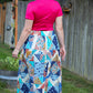 Image of patchwork Rivet Patterns Forsythia Gathered Skirt maxi length